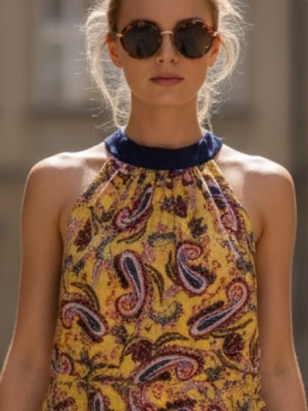 Eva Franco Halter Handkerchief Dress Mustard Paisley Floral MIDI Anthropologie - Picture 14 of 14